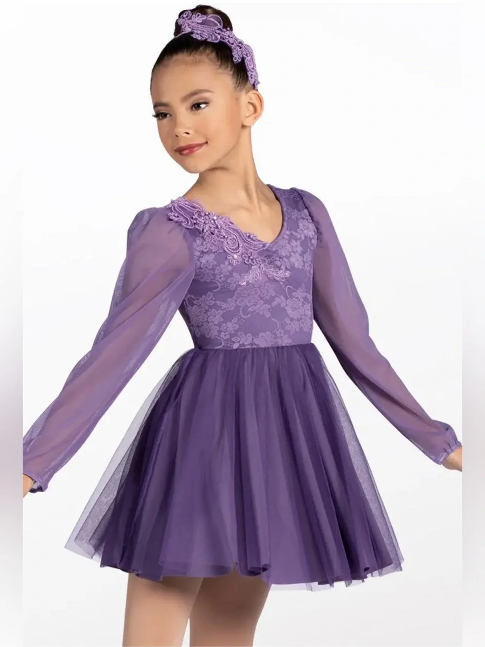 Weissman “Hear You Me” Purple Lace & Tulle Dance Costume - XLC